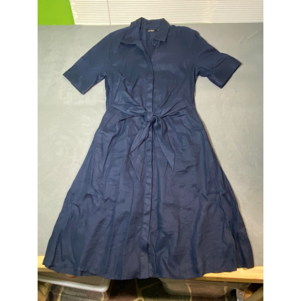 Lauren Ralph Lauren Women's Size 10 Wrap Front Linen Shirt Dress